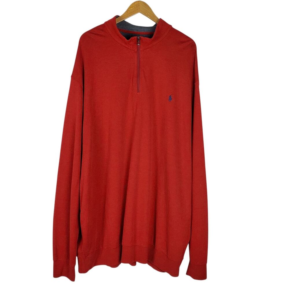Polo Ralph Lauren Quarter 1/4 Zip Pullover Mens XXXL Tall 3LT Red Long Sleeve